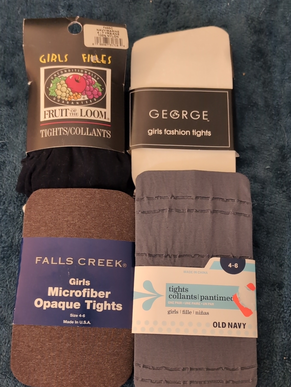 Girls Fashion Tights - Navy, Gray, Brown, Black (4 In Total)